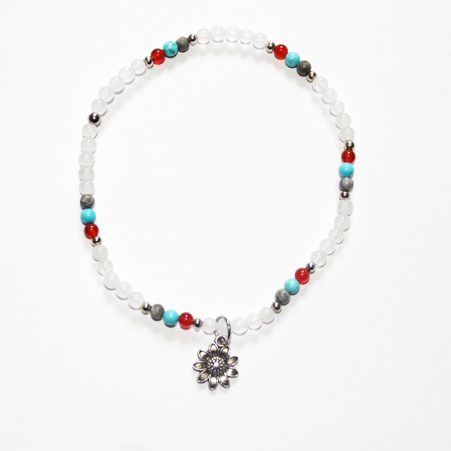 Red, White & Blue Sunflower Anklet