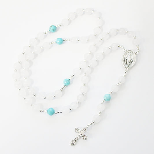 Turquoise & White Rosary