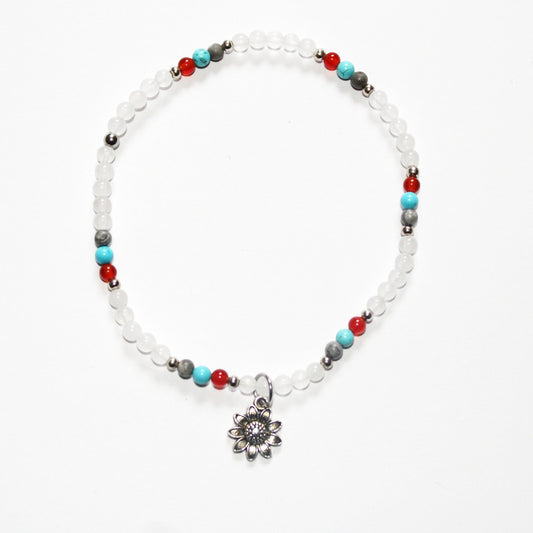 Red, White & Blue Sunflower Anklet