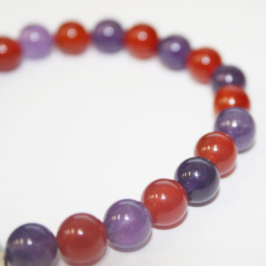 Carnelian & Amethyst Heart Bracelet