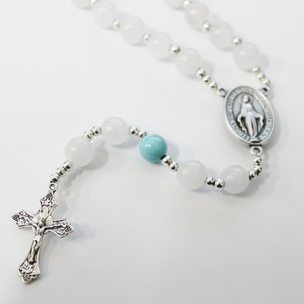 Turquoise & White Rosary